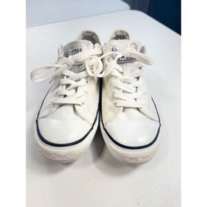 Converse One Star Low Top Sneakers White Canvas Lace Up Womens Size 8‎ Casual